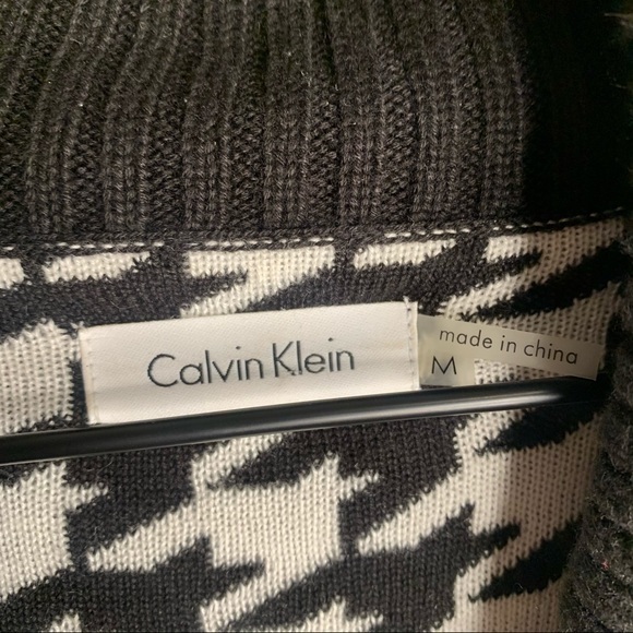 Calvin Klein Black and White Houndstooth Sweater Dress Long Sleeve - Picture 5 of 7